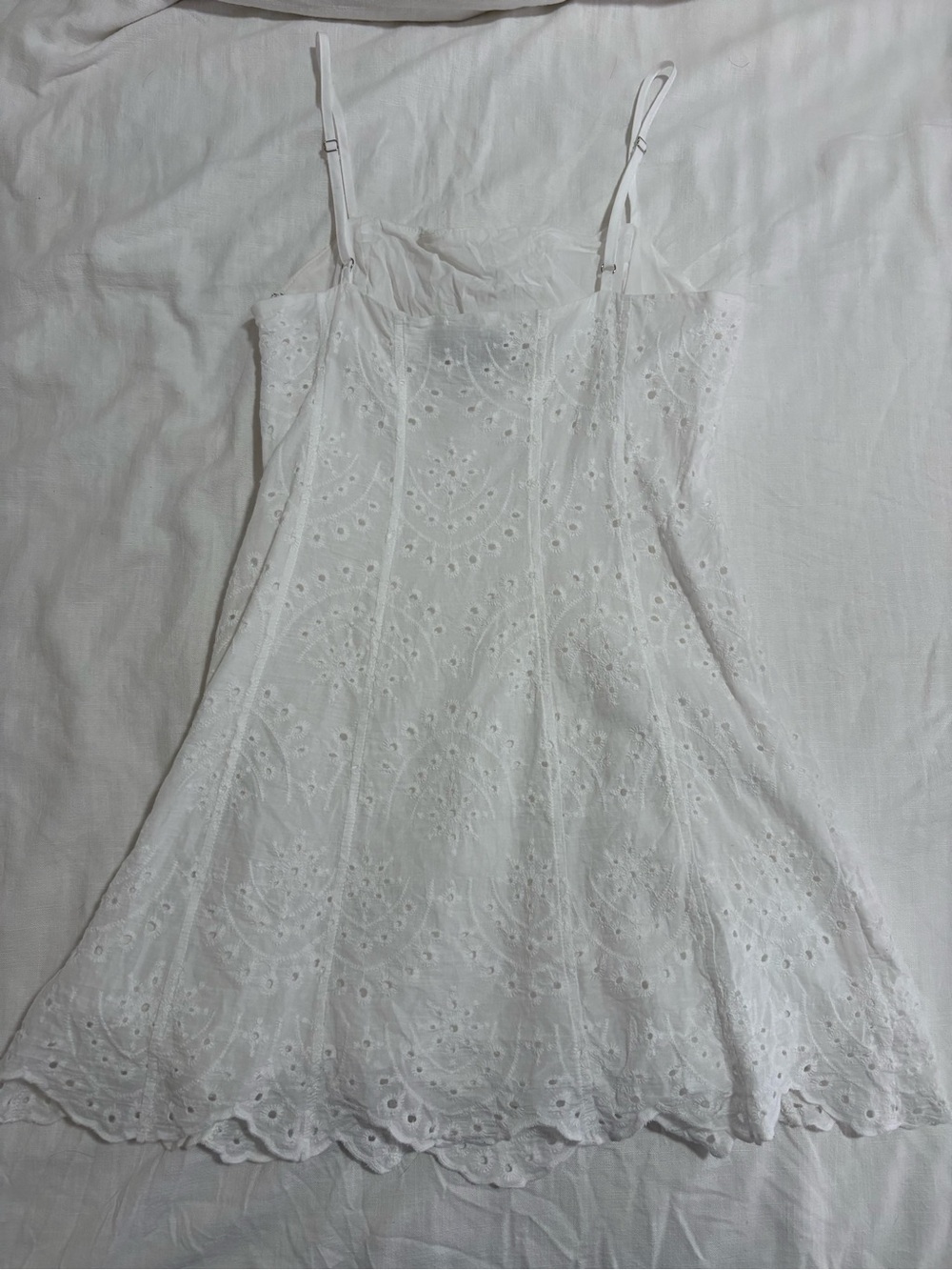 Lulu's White Eyelet Mini Dress with Adjustable Straps
